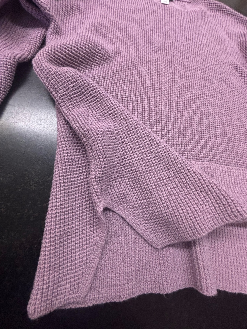Kersh Women’s XL Merino Wool Blend Waffle Knit Sweater Lavender Purple Crew Neck - Picture 8 of 11